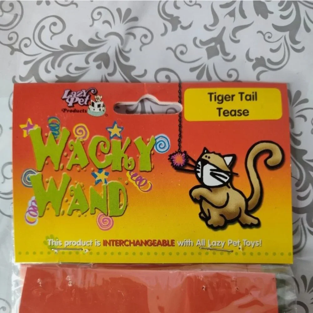 Lot of 3 Lazy Pet Interactive Tail Tease Cat Toy Orange, Blue, & Green C7